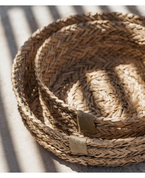 EKTA Living set van 2 manden Handgeweven Zeegras Visgraad