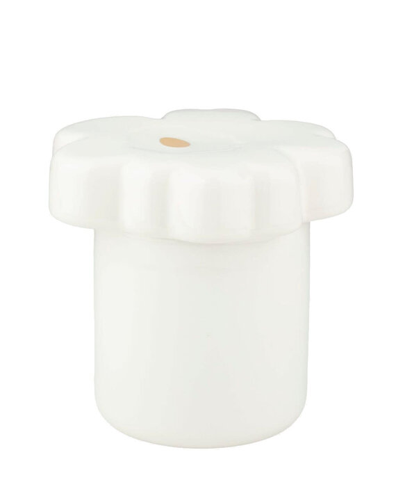 Marimekko Unikko opbergpot 60-jarig jubileum verzamelobject 6.5x15.5cm wit met goud accent