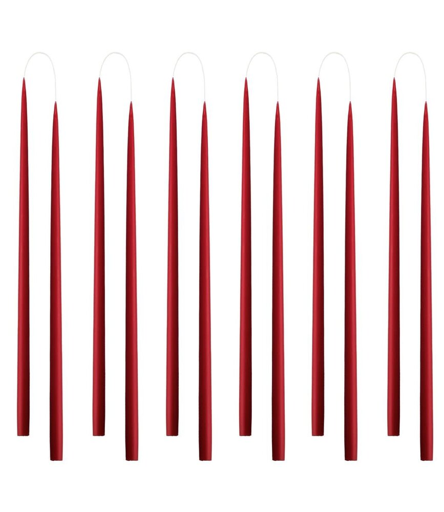 KunstIndustrien KunstIndustrien set van 12 kaarsen Ø1.3cm H28cm Donkerrood Handgemaakt KunstIndustrien KunstIndustrien set van 12 kaarsen Ø1.3cm H28cm Donkerrood Handgemaakt