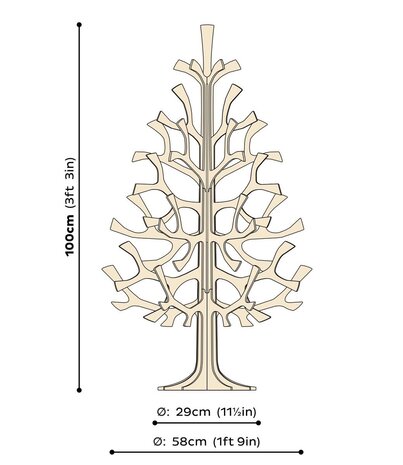 LOVI Lovi Spruce Berkenhout boom H100cm naturel 3D-boom DIY pakketje LOVI Lovi Spruce Berkenhout boom H100cm naturel 3D-boom DIY pakketje