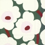 Marimekko Marimekko Unikko groen crème Papieren Servetten 33x33cm Marimekko Marimekko Unikko groen crème Papieren Servetten 33x33cm
