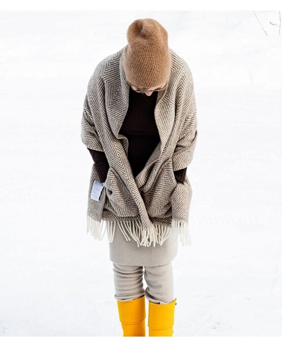 Lapuan Kankurit Maria wollen omslag sjaal met zakken 60x180 bruin