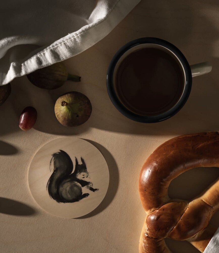 muurla Muurla x Teemu Järvi wooden coaster Squirrel Ø10cm muurla Muurla x Teemu Järvi wooden coaster Squirrel Ø10cm