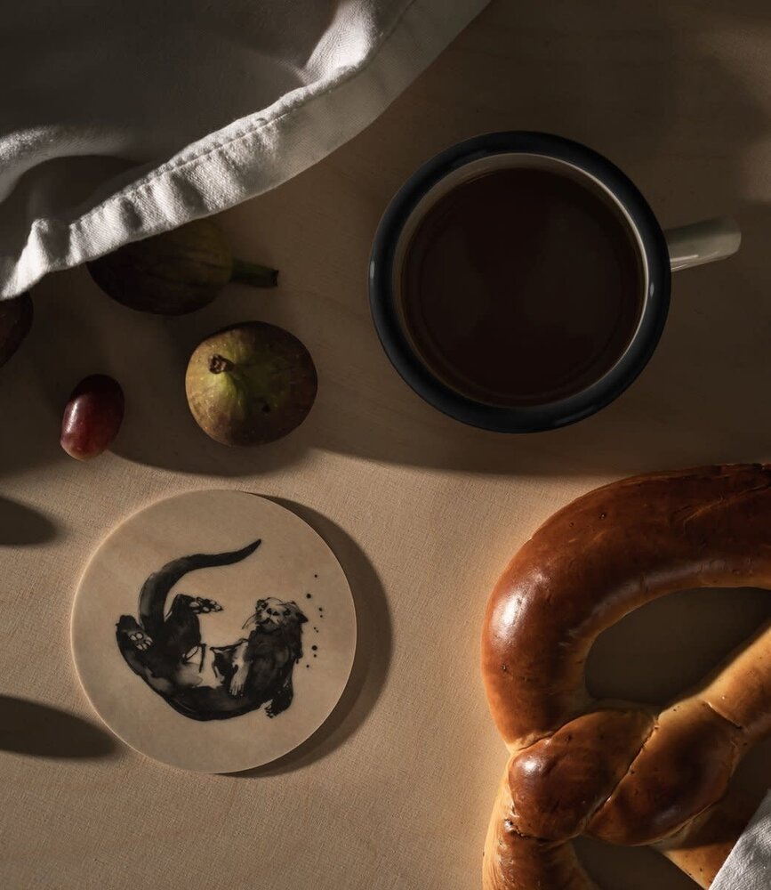 muurla Muurla x Teemu Järvi wooden coaster Otter Ø10cm muurla Muurla x Teemu Järvi wooden coaster Otter Ø10cm