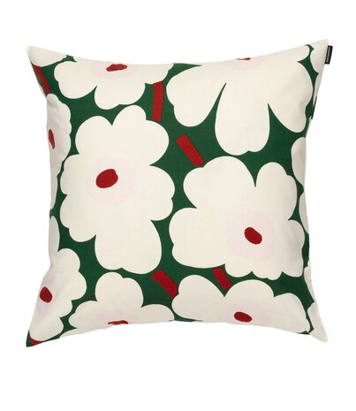 Marimekko Marimekko Unikko kussenhoes 50x50cm donkergroen roze Marimekko Marimekko Unikko kussenhoes 50x50cm donkergroen roze