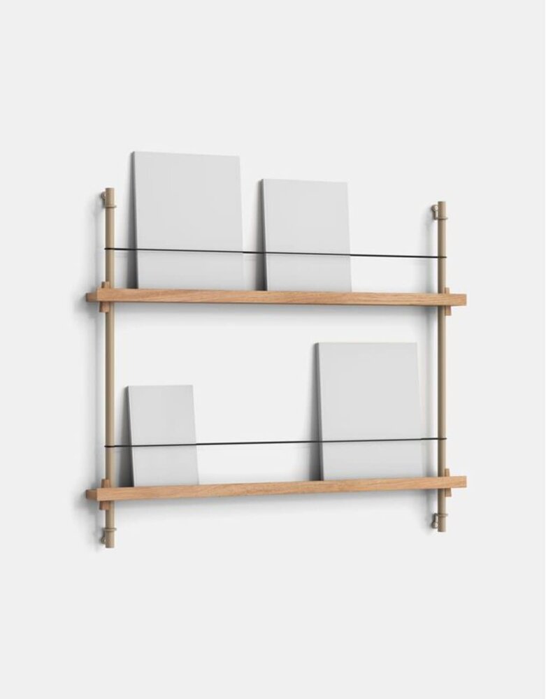 Moebe Moebe Magazine Shelving 73x85x7cm oak warm grey Moebe Moebe Magazine Shelving 73x85x7cm oak warm grey