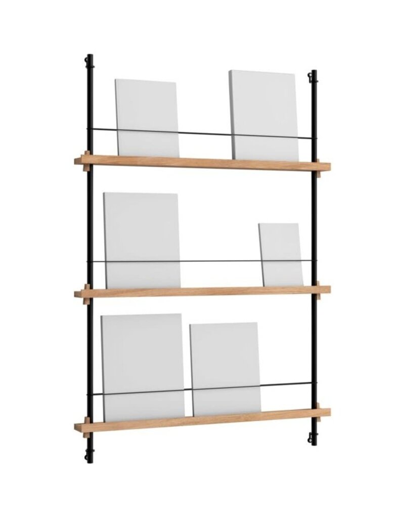Moebe Moebe Magazine Shelving 123x85x7cm oak black Moebe Moebe Magazine Shelving 123x85x7cm oak black