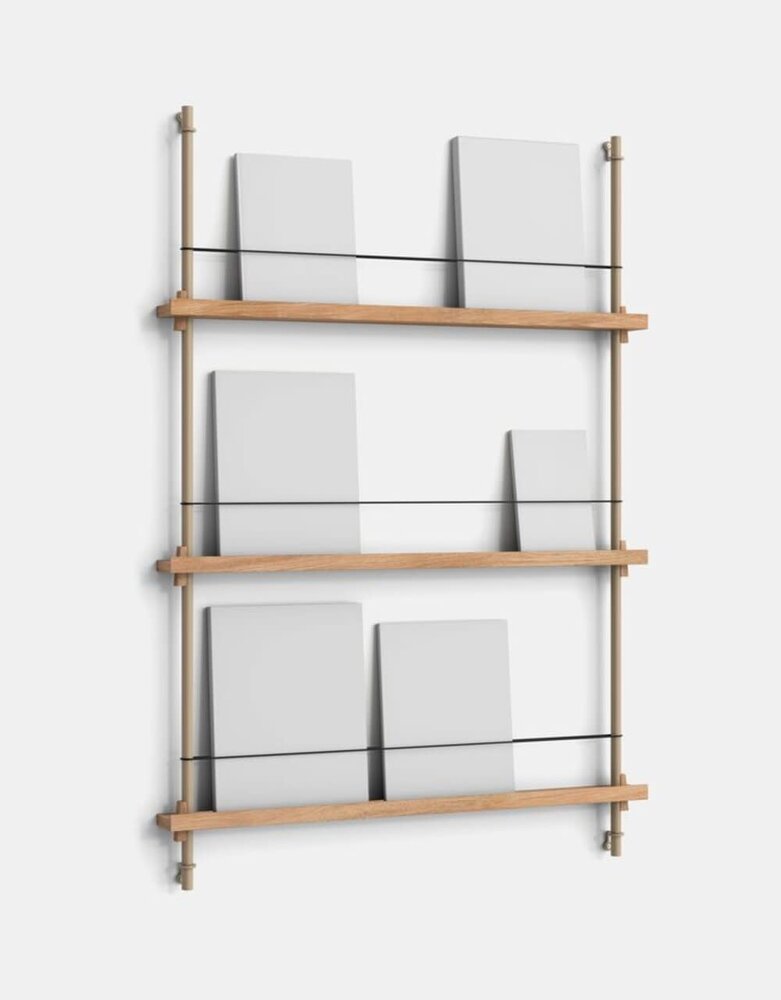 Moebe Moebe Magazine Shelving 123x85x7cm oak warm-grey Moebe Moebe Magazine Shelving 123x85x7cm oak warm-grey