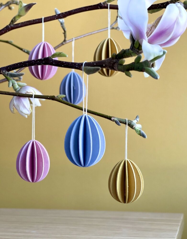 LOVI Lovi Eggs Colour mix 4.5cm - set van 6 stuks – paasei hangers LOVI Lovi Eggs Colour mix 4.5cm - set van 6 stuks – paasei hangers