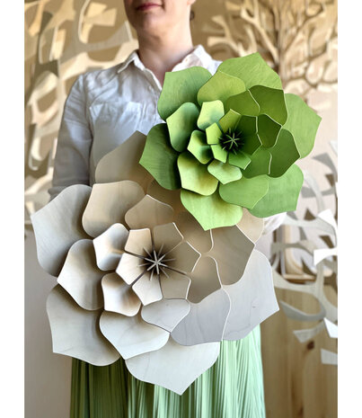 LOVI Lovi Decor Flower Light Green - 4 sizes - Birch Wood 3D DIY package LOVI Lovi Decor Flower Light Green - 4 sizes - Birch Wood 3D DIY package