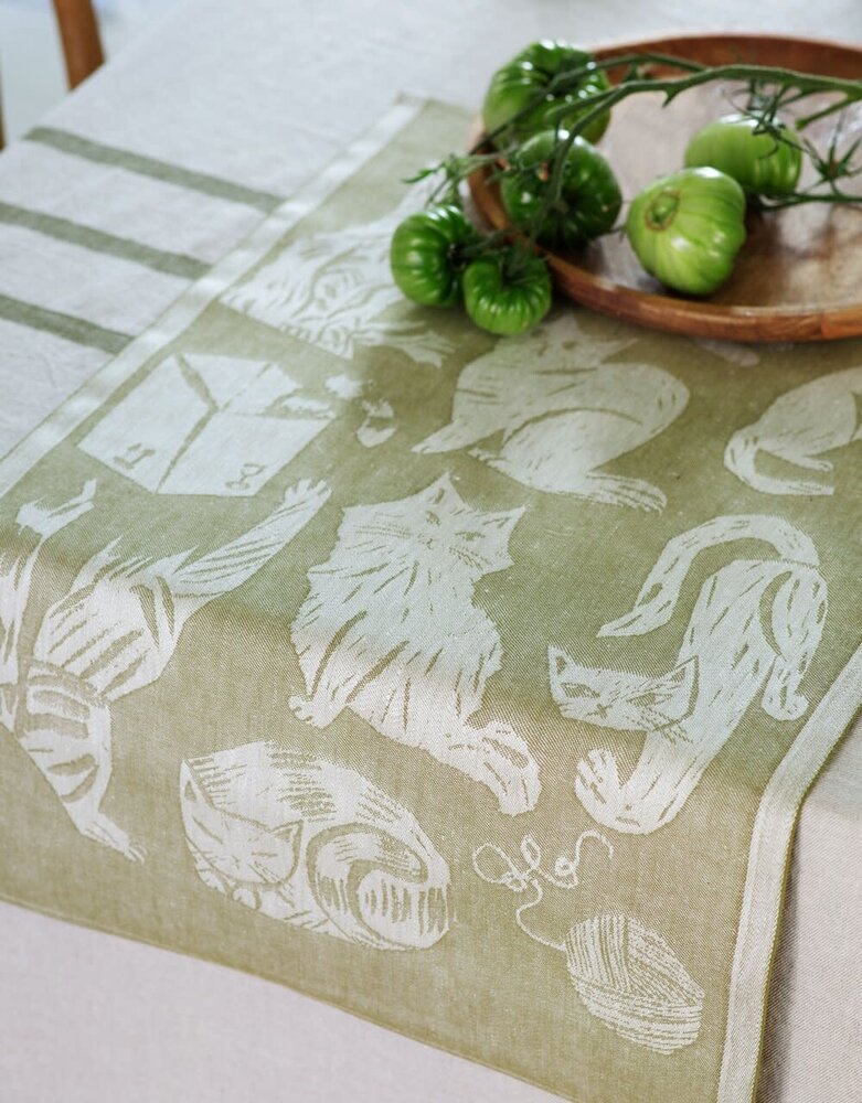 Lapuan Kankurit Lapuan Kankurit Kissanpäivät katten theedoek 46x70cm Olijfgroen Lapuan Kankurit Lapuan Kankurit Kissanpäivät katten theedoek 46x70cm Olijfgroen