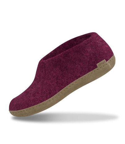 Glerups Glerups Shoe with leather sole (various sizes) Cranberry Slipper Glerups Glerups Shoe with leather sole (various sizes) Cranberry Slipper