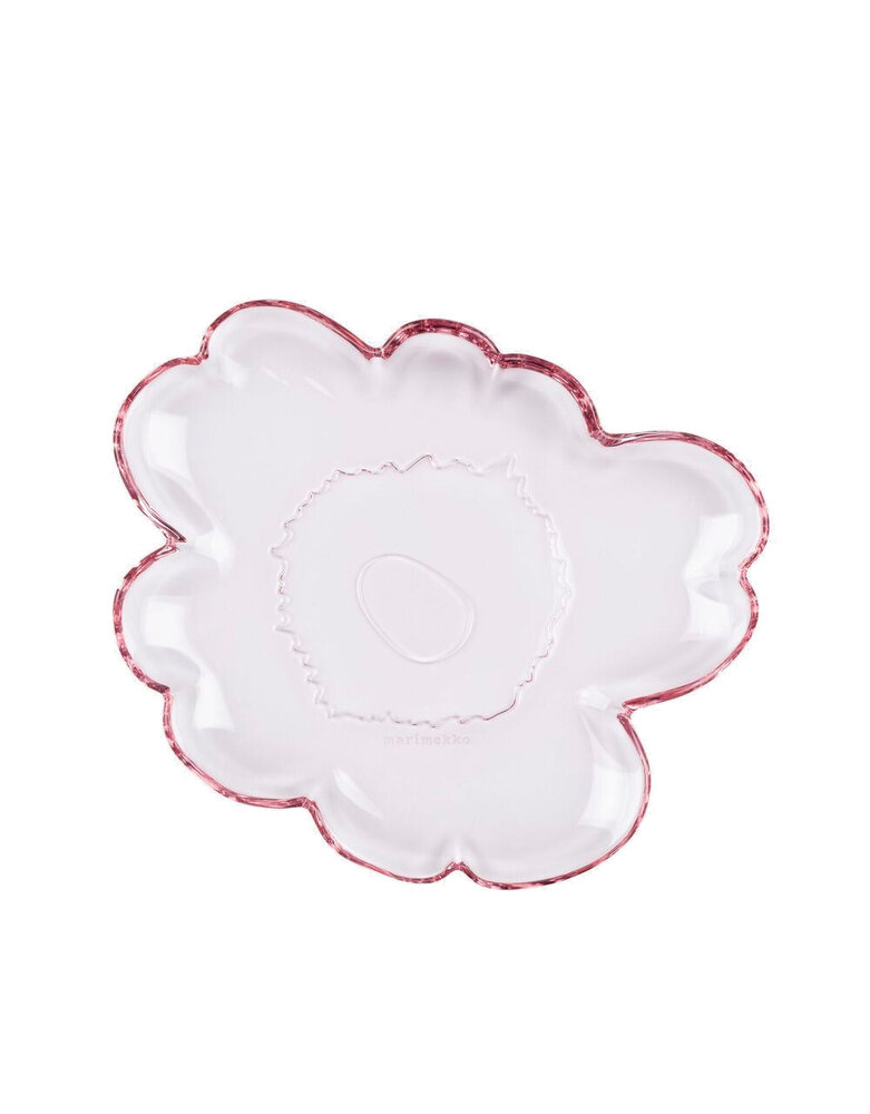 Marimekko Marimekko Unikko gevormd bord 20cm glas roze Marimekko Marimekko Unikko gevormd bord 20cm glas roze
