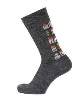 Cai Cai Bengt & Lotta Merino sokken Huis (diverse maten) antraciet Cai Cai Bengt & Lotta Merino sokken Huis (diverse maten) antraciet