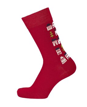 Cai Cai Bengt & Lotta Merino sokken Huis (diverse maten) rood Cai Cai Bengt & Lotta Merino sokken Huis (diverse maten) rood