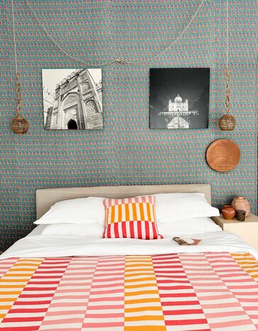 Funky Doris Funky Doris Mojo plaid knitted 100% cotton 130x170cm pink Funky Doris Funky Doris Mojo plaid knitted 100% cotton 130x170cm pink