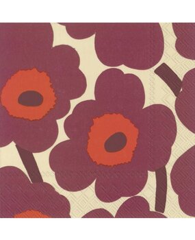Marimekko Marimekko Unikko Papieren Servetten 33x33cm Crême Bordeaux Marimekko Marimekko Unikko Papieren Servetten 33x33cm Crême Bordeaux