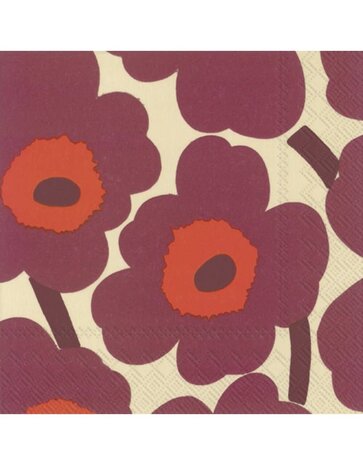 Marimekko Marimekko Unikko Paper Napkins 33x33cm Cream Bordeaux Marimekko Marimekko Unikko Paper Napkins 33x33cm Cream Bordeaux