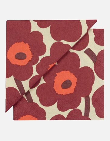 Marimekko Marimekko Unikko Paper Napkins 33x33cm Cream Bordeaux Marimekko Marimekko Unikko Paper Napkins 33x33cm Cream Bordeaux