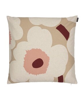 Marimekko Marimekko Unikko kussenhoes 50x50cm linnen-katoen mix beige roze Marimekko Marimekko Unikko kussenhoes 50x50cm linnen-katoen mix beige roze