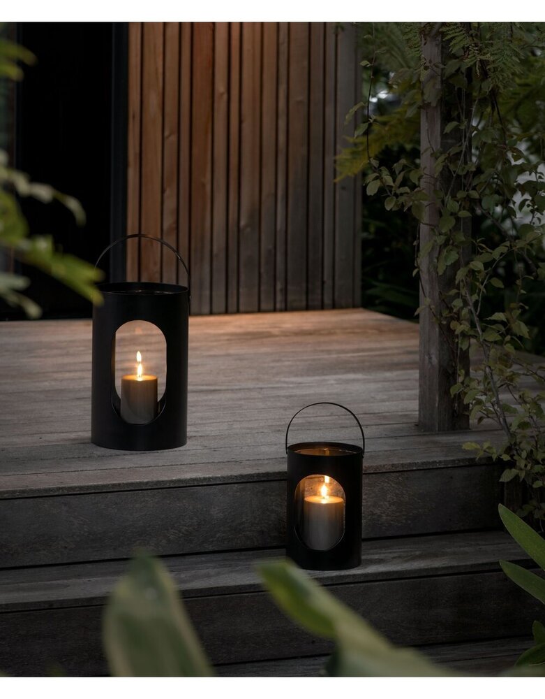 EKTA Living - by Wirth EKTA Living Lantern Black metal 22x35cm with glass Large