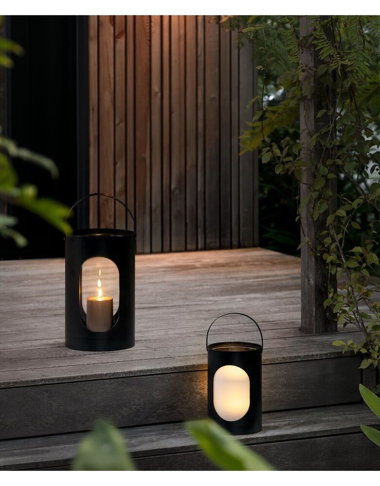 EKTA Living - by Wirth EKTA Living Lantern Black metal 22x35cm with glass Large