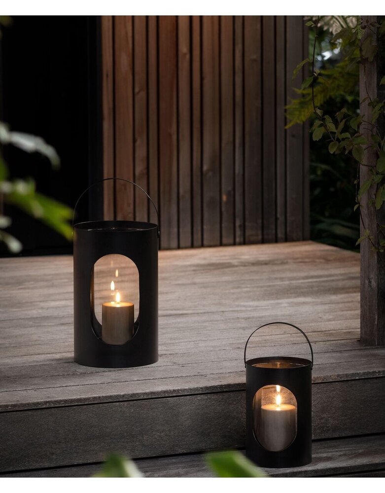 EKTA Living - by Wirth EKTA Living Lantern Black metal 22x35cm with glass Large