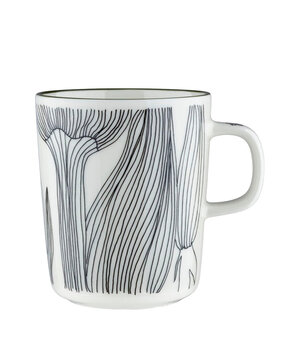 Marimekko Marimekko Kukat Puhkeavat cup 2.5dl with green rim Marimekko Marimekko Kukat Puhkeavat cup 2.5dl with green rim