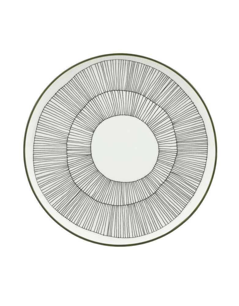 Marimekko Marimekko Kukat Puhkeavat bord 20cm met groene rand Marimekko Marimekko Kukat Puhkeavat bord 20cm met groene rand