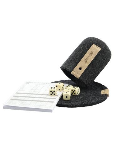 Glerups Glerups dice game with woolen cup and woolen mat (various colors) Glerups Glerups dice game with woolen cup and woolen mat (various colors)