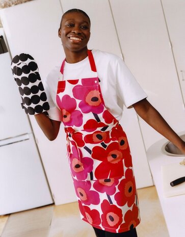 Marimekko Marimekko Unikko keukenschort roze rood Marimekko Marimekko Unikko keukenschort roze rood