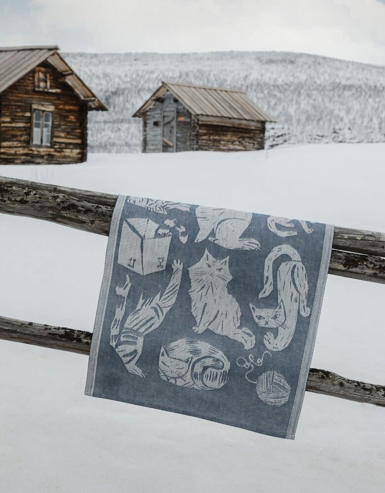 Lapuan Kankurit Lapuan Kankurit Kissanpäivät cat tea towel 46x70cm Blueberry Lapuan Kankurit Lapuan Kankurit Kissanpäivät cat tea towel 46x70cm Blueberry