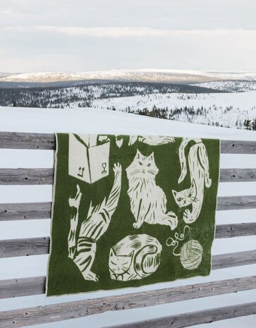 Lapuan Kankurit Lapuan Kankurit Kissanpäivät wool plaid 130x180 olive green Lapuan Kankurit Lapuan Kankurit Kissanpäivät wool plaid 130x180 olive green