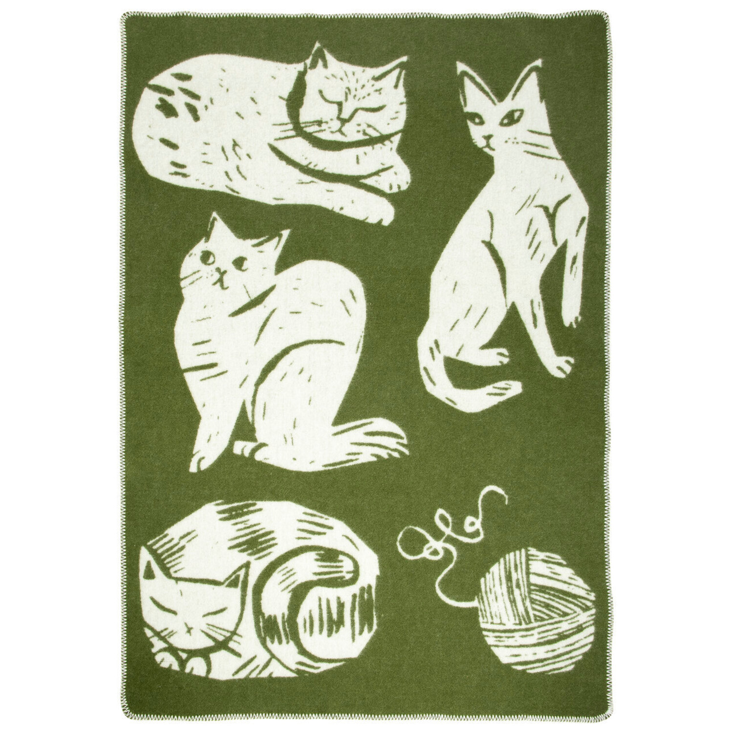 Lapuan Kankurit Kissanpäivät wool plaid 90x130cm olive green