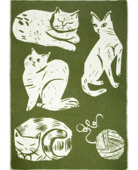 Lapuan Kankurit Lapuan Kankurit Kissanpäivät wollen plaid 90x130cm olijfgroen