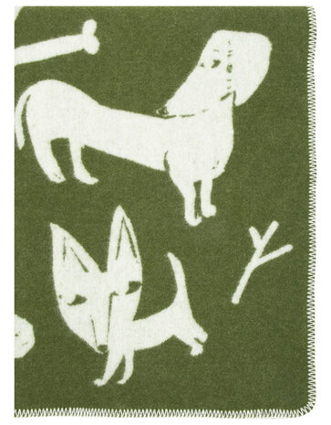 Lapuan Kankurit Lapuan Kankurit Koirapuisto wollen plaid 90x130cm Groen Lapuan Kankurit Lapuan Kankurit Koirapuisto wollen plaid 90x130cm Groen