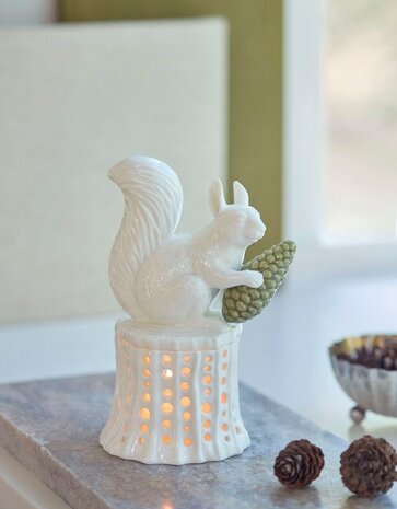 Dottir Nordic Design Dottir Winter Stories Squirrel on tree stump tea light holder Dottir Nordic Design Dottir Winter Stories Squirrel on tree stump tea light holder