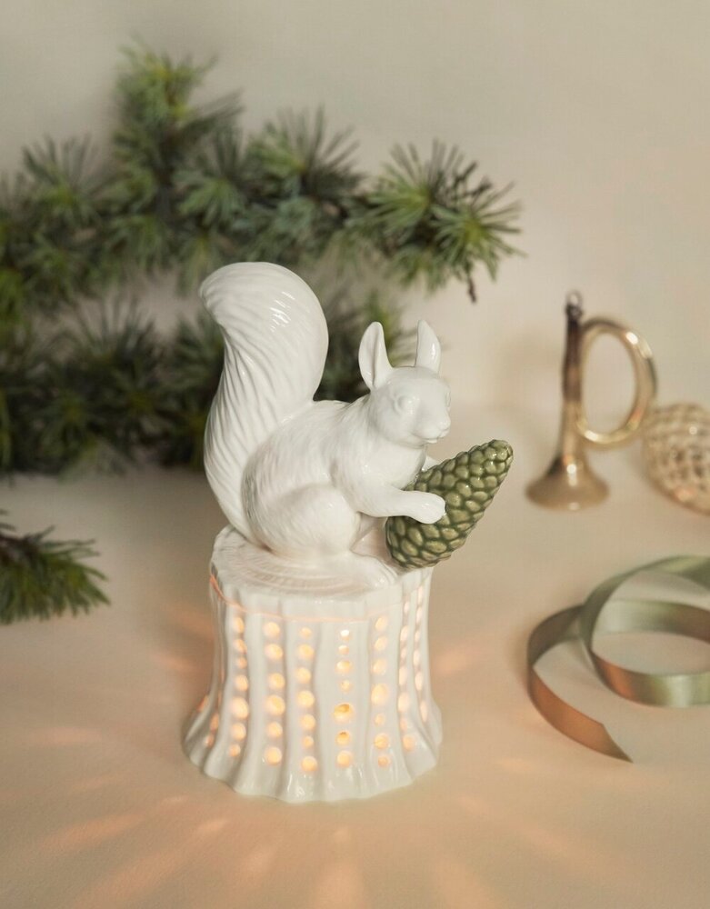 Dottir Nordic Design Dottir Winter Stories Squirrel on tree stump tea light holder Dottir Nordic Design Dottir Winter Stories Squirrel on tree stump tea light holder