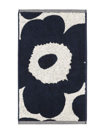 Marimekko Marimekko Unikko handdoek 30x50cm katoen linnen mix donkerblauw Marimekko Marimekko Unikko handdoek 30x50cm katoen linnen mix donkerblauw
