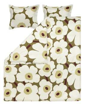 Marimekko Marimekko Unikko 240x220cm satin duvet cover with 2 pillowcases Green umber Marimekko Marimekko Unikko 240x220cm satin duvet cover with 2 pillowcases Green umber