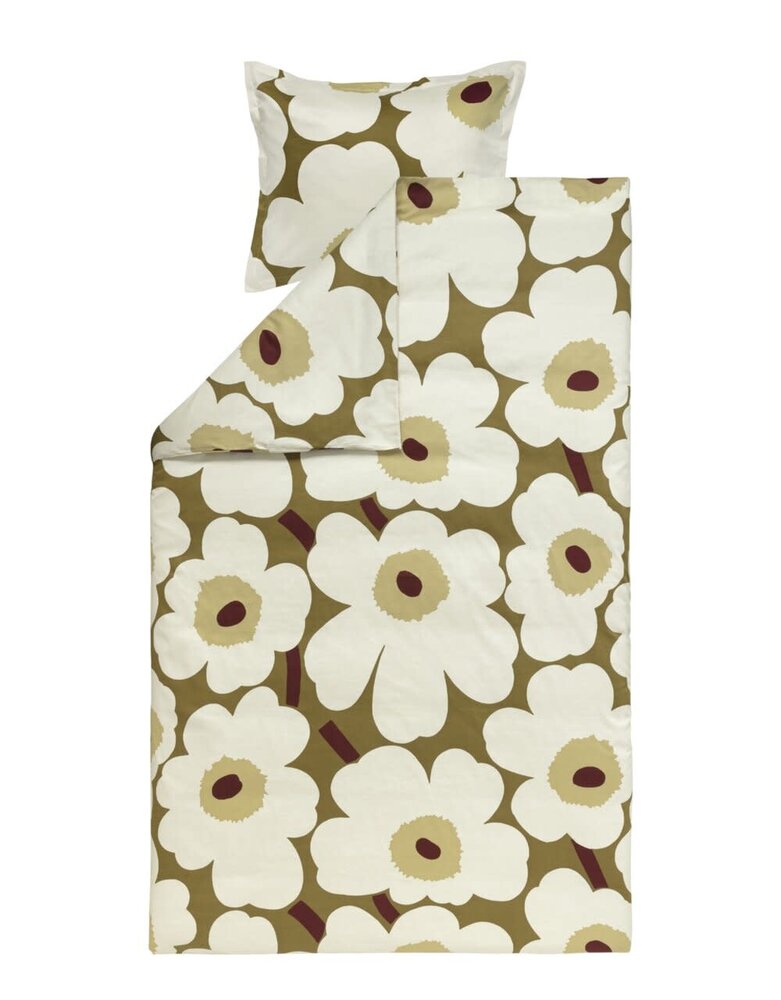 Marimekko Marimekko Unikko 135/140x200cm satin duvet cover with 1 pillowcase Green umber Marimekko Marimekko Unikko 135/140x200cm satin duvet cover with 1 pillowcase Green umber