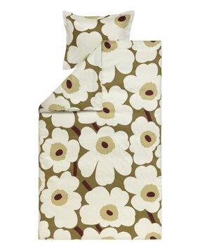 Marimekko Marimekko Unikko 135/140x200cm satin duvet cover with 1 pillowcase Green umber Marimekko Marimekko Unikko 135/140x200cm satin duvet cover with 1 pillowcase Green umber