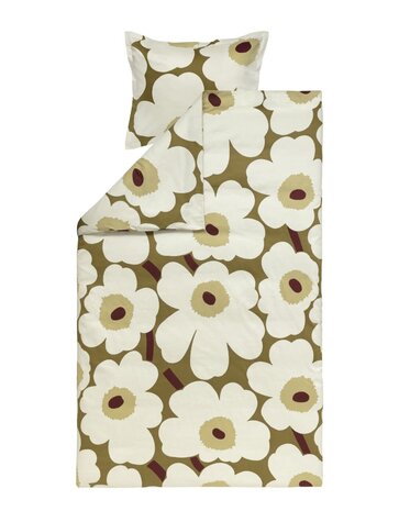Marimekko Marimekko Unikko 135/140x200cm satin duvet cover with 1 pillowcase Green umber Marimekko Marimekko Unikko 135/140x200cm satin duvet cover with 1 pillowcase Green umber