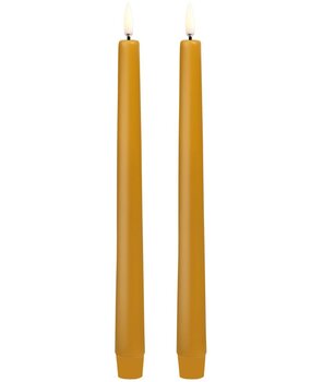 Uyuni Lighting Uyuni Lighting LED Wax dinner candle 2 pcs Ø2.3 x 25cm Curry Yellow