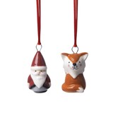 Pluto Design Pluto Design Fox & Santa hangers set van 2 H4cm Pluto Design Pluto Design Fox & Santa hangers set van 2 H4cm
