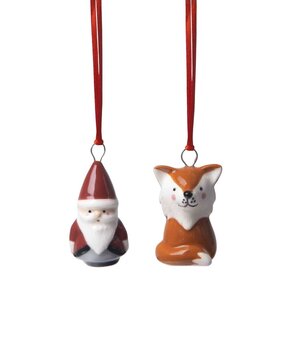 Pluto Design Pluto Design Fox & Santa hangers set van 2 H4cm Pluto Design Pluto Design Fox & Santa hangers set van 2 H4cm