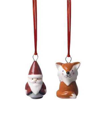 Pluto Design Pluto Design Fox & Santa hangers set van 2 H4cm Pluto Design Pluto Design Fox & Santa hangers set van 2 H4cm