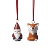 Pluto Design Pluto Design Fox & Santa pendants set of 2 H4cm Pluto Design Pluto Design Fox & Santa pendants set of 2 H4cm