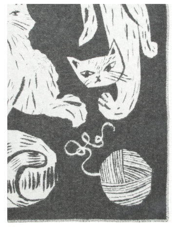 Lapuan Kankurit Lapuan Kankurit Kissanpäivät wollen plaid 130x180 donkergrijs Lapuan Kankurit Lapuan Kankurit Kissanpäivät wollen plaid 130x180 donkergrijs