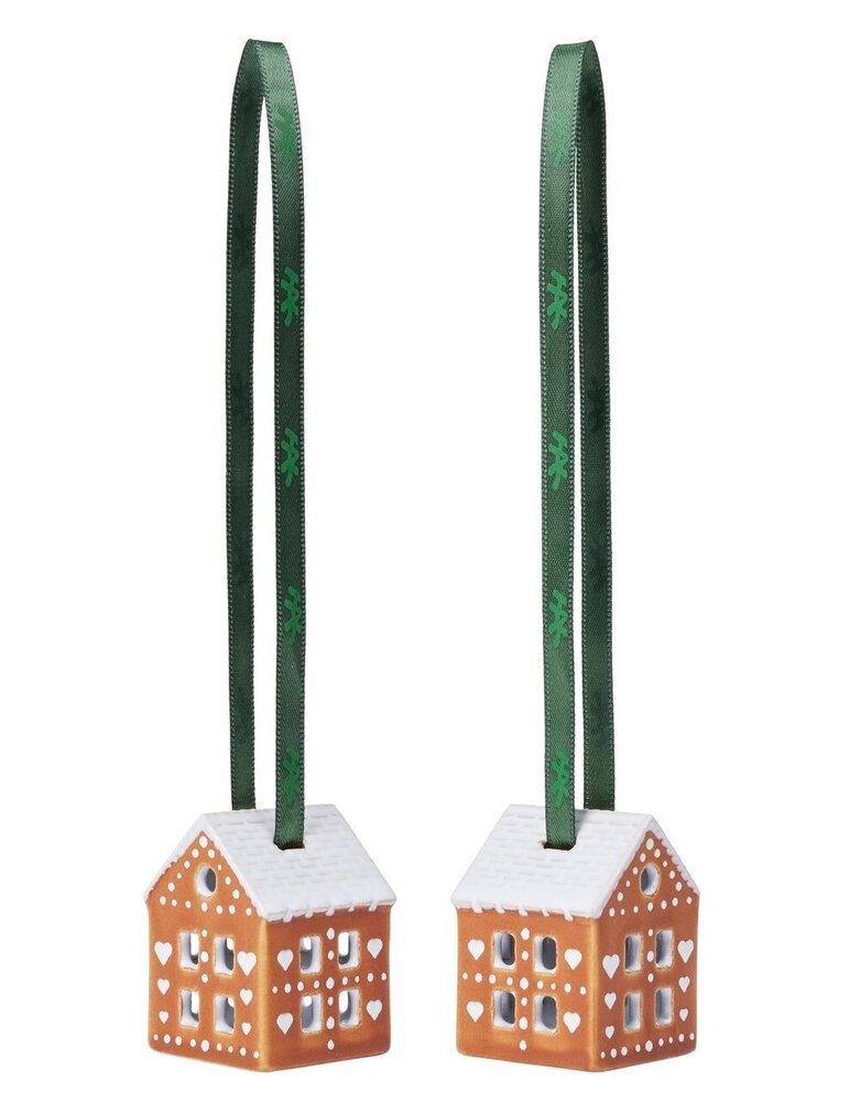 Kähler Design Kähler Design Gingerbread Hanging Ornaments Set of 2 with Ribbon Kähler Design Kähler Design Gingerbread Hanging Ornaments Set of 2 with Ribbon